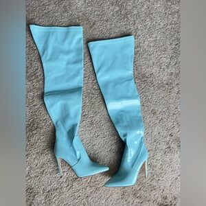 Cape Robbin. Size 5.5 Sky Blue Stiletto Knee-High Boots